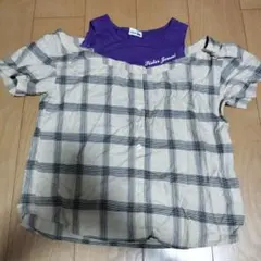 SISTER JENNI チェック柄 Tシャツ 重ね着風