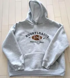 RUGBY LEAGUE フットボール刺繍パーカー グレー