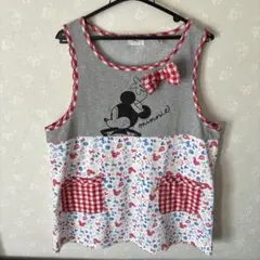 ミニーマウス エプロン チェック柄