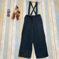 【サマンサモスモス】ブラック　サスペンダー付き　サロペット　デニム　F