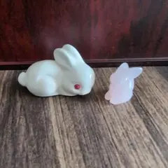 ウサギの置物セット（ホワイト・ピンク）