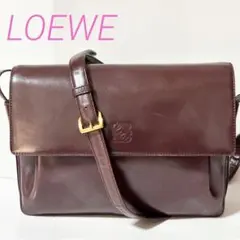 LOEWE ロエベ アナグラム レザー ショルダーバッグ ボルドー ヴィンテージ