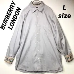 バーバリー 長袖シャツ L グレー ノバチェック ホースロゴ刺繍のサムネイル