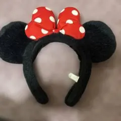 ミニーマウス カチューシャ 赤い水玉リボン