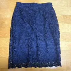 【美品】UNIQLO ユニクロ 総レース タイトスカート ネイビー L