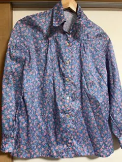 花柄ボタンダウン長袖　ブラウス　古着　レトロ