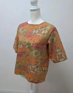 五分袖ブラウス ★ 着物リメイク 正絹小紋