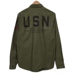 AVIREX アビレックス　長袖ミリタリーシャツ　U.S.NAVY M オリーブ