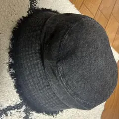 フリンジ付き ダークグレー バケットハット