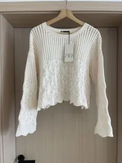 2/16まで！ZARA新品ニット　クロシェ風