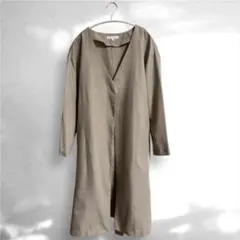 THE SHOP TK 羽織り コート チェック柄 ベージュ M ノーカラー