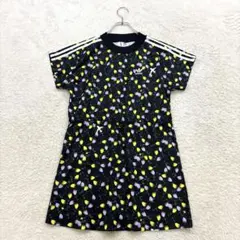 アディダス【S】黒系 総柄 オリジナルス ワンピース 微ストレッチ スポーツ