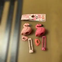 鳥　消しゴム　2個セット　IWAKO フラミンゴカプセルトイセット ピンク