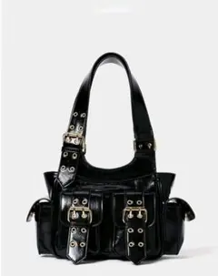 美品 ハンドバッグ ショルダーバッグ 黒 ファスナー開閉 ジップ