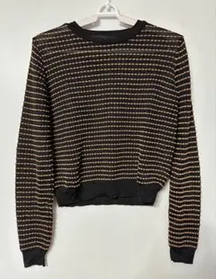 ZARA 黒/茶ラメ　長袖ニットセーター