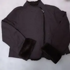 PORICALPOFフェイクファー付きブラウン系ジャケットイタリア製 サイズ40
