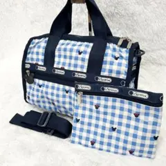 完売品 LeSportsac ボストンバッグ レッド ギンガムチェック 2way 