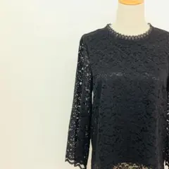 【極美品】ロペピクニック 総レース ベルスリーブブラウス ネイビー 40