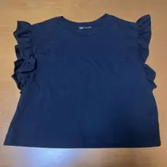 ZARA フリル付き黒Tシャツ Mサイズ