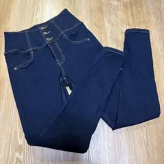 ネイビー　ハイウエスト スキニーデニム