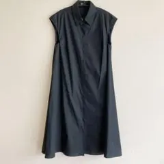 未使用　ジルサンダー　ネイビー　コットンAラインワンピース　紺　XS
