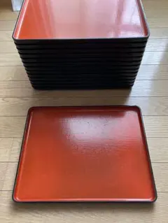 輪島塗洗朱面取研出運び盆一組 輪島塗洗朱面取研出運び盆一組 - メルカリ