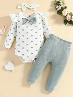 ベビー服 3点セット 韓国 子供服 ハート ロンパース ズボン セット