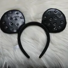 ディズニー ミッキーのレザー調 スタッズ カチューシャ