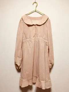 イーハイフンワールドギャラリー　レトロ　ドット　くすみピンク　ワンピース