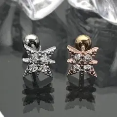 《P277／ピンクゴールド1個》20G6㎜♪czダイヤ♡ステンレス軟骨ピアス