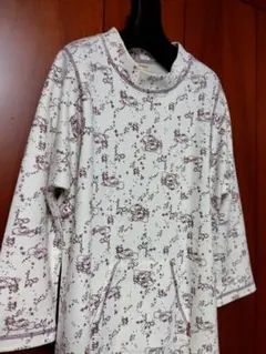 【良品】ロングパジャマ丸首長袖・ワンピース仕様・部屋着