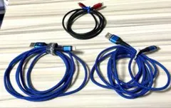 USB Lightningケーブル 3本セット 青　急速充電　ライトニング