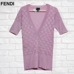美品✨フェンディ レディース半袖 ニット トップスＶネック春夏ピンク パープルMのサムネイル