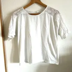 GU ホワイト レース袖 半袖トップス