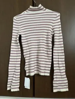 GRL ボーダー柄フレアスリーブリブニットトップス［K9086b］ピンク