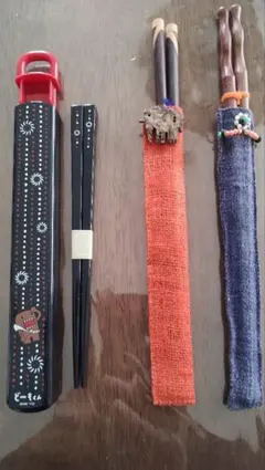 木製箸4膳 カラフルケース付き