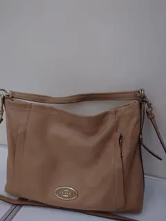【値下げしました】COACH ベージュ レザー ショルダーバッグ