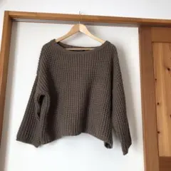 mizuiro ind ブラウン ワッフル編み ニット