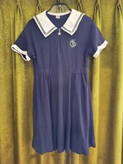 値下げ　メゾピアノ ネイビー ワンピース Lサイズ 100%コットン