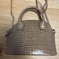 ベージュ クロコダイル風 ショルダーバッグ