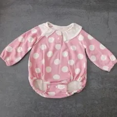 【翌日発送】ピンク 水玉 ドット柄 ロンパース 70 赤ちゃん ベビー 春服