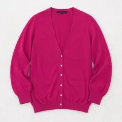 MACPHEE マカフィー シルク混 Vネック カーディガン ピンク 長袖