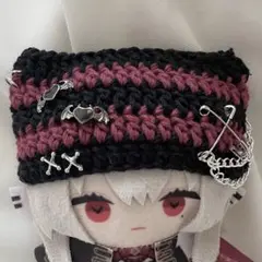 〖ぬい帽子〗にじぱぺっと にじぱぺ 猫耳ニット帽 (黒×赤)