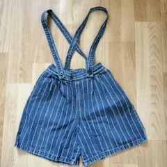 GU ストライプ サスペンダー付き ハーフパンツ 140cm