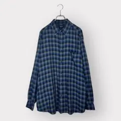 claiborne 青黒チェック 長袖シャツ