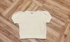 女の子　アイボリー 半袖ニットセーター Fサイズ