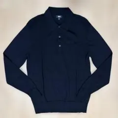 ユニクロ　メリノニットポロセーター　黒　M