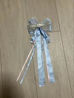水色リボン ヘアアクセサリー