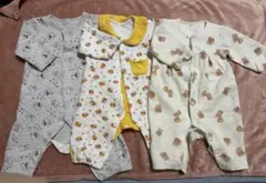 クマ柄 リス柄 ミツバチ柄 ロンパース 長袖 キルティング