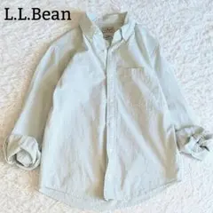 美品◎L.L.Bean シアサッカーストライプ 長袖シャツ 洗える S グリーンのサムネイル